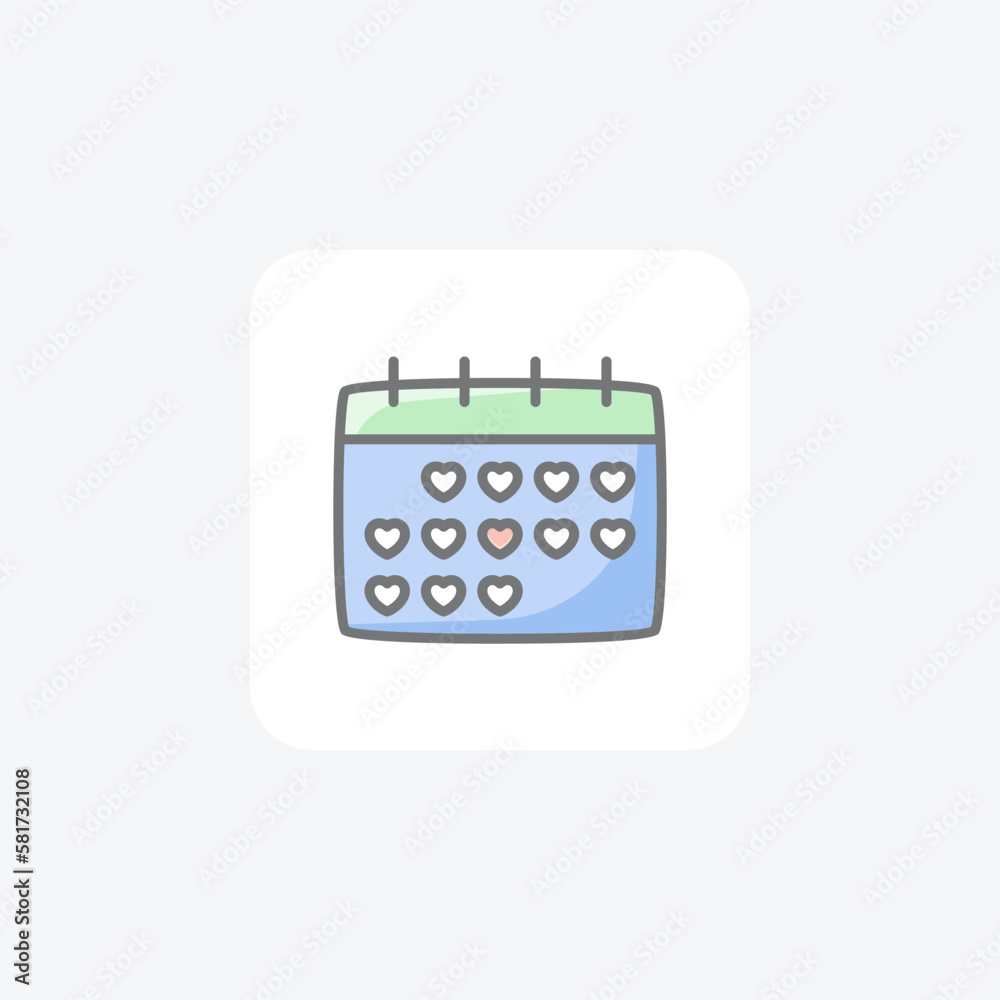 Calendar, Love fully editable vector line icon
Calendar, Love fully editable vector line icon