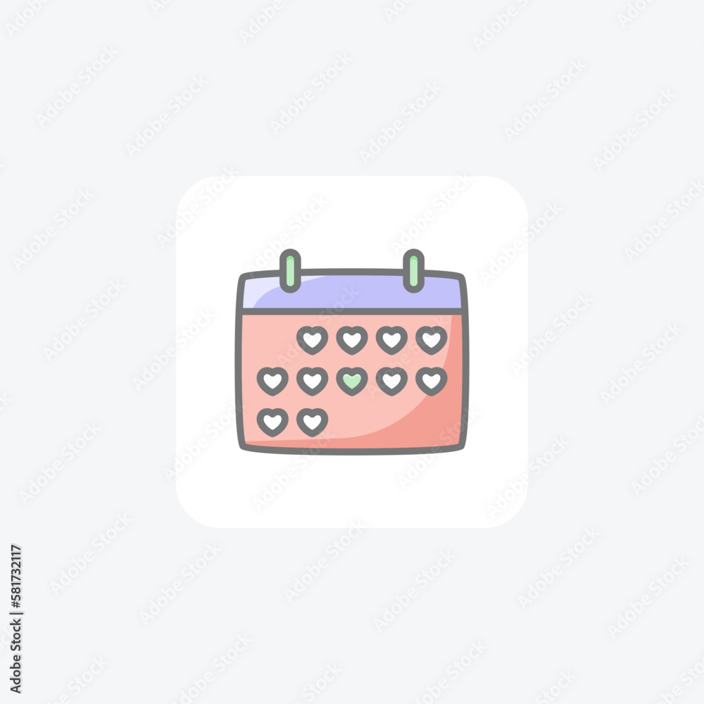 Calendar, Love fully editable vector line icon
Calendar, Love fully editable vector line icon