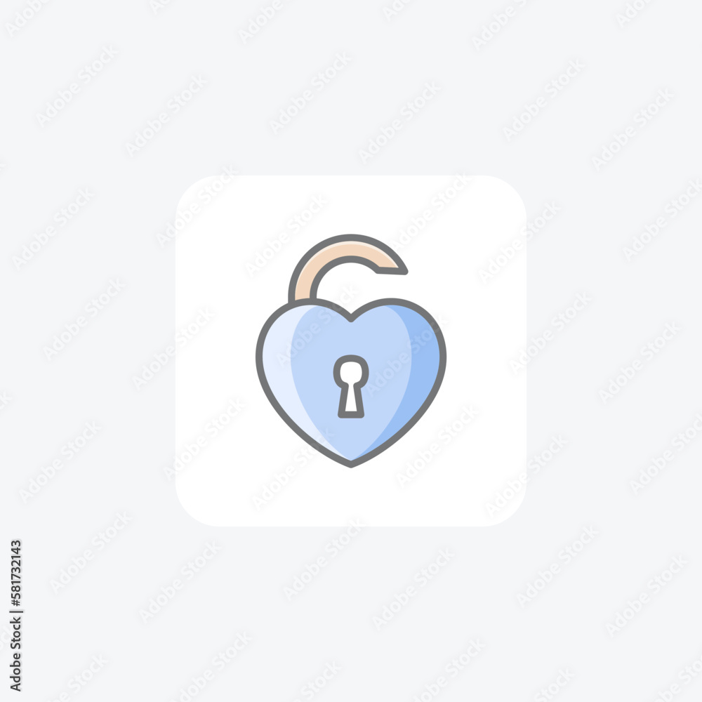 Love lock, secure fully editable vector line icon

