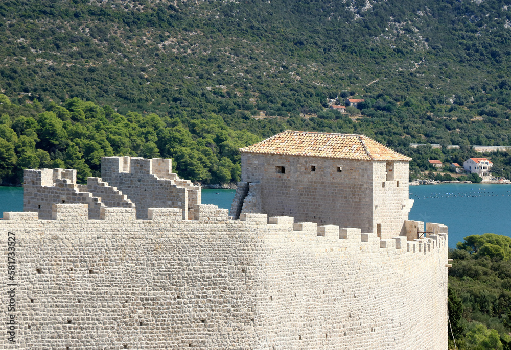 renovated walls and building in Ston, Croatia