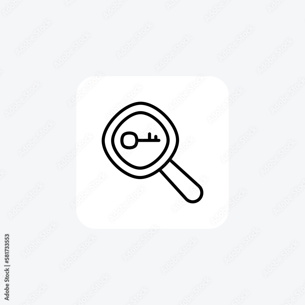 Key, search, fully editable vector fill icon

