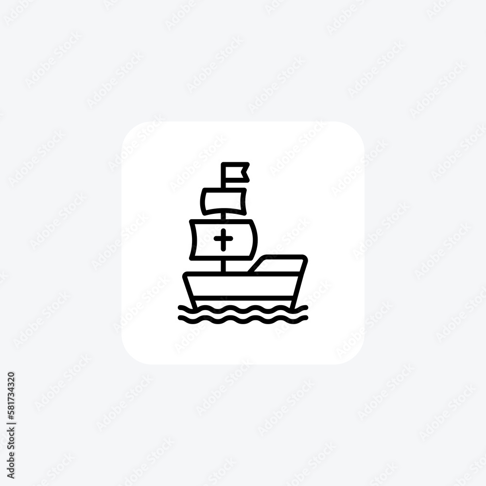 Columbus day, Columbus fully editable vector fill icon
Columbus day, Columbus fully editable vector fill icon