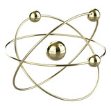 Atom structure model with nucleus surrounded by electrons isolated. Png transparency