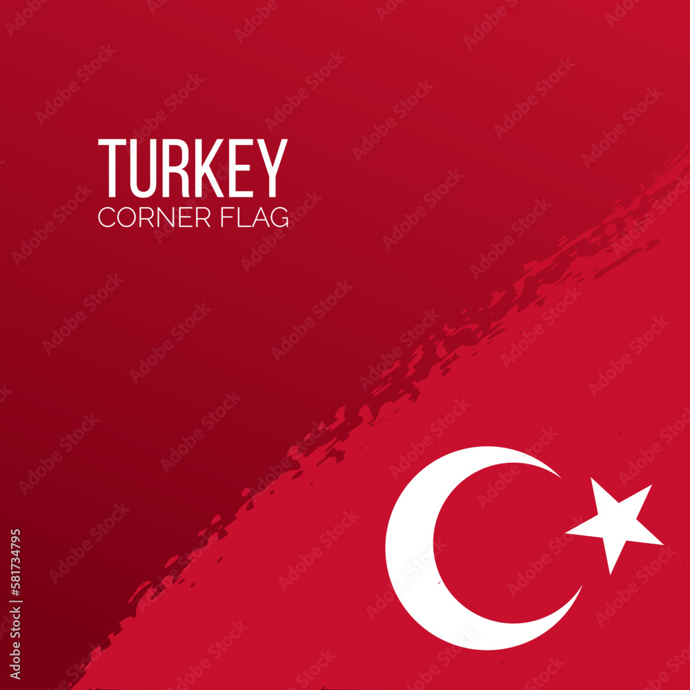 turkey flag abstract brush stroke shape background illustration with space or place for text for national event or independence day