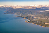 Amazing aerial view of Queensland coastline and landscape, view from the airplane
