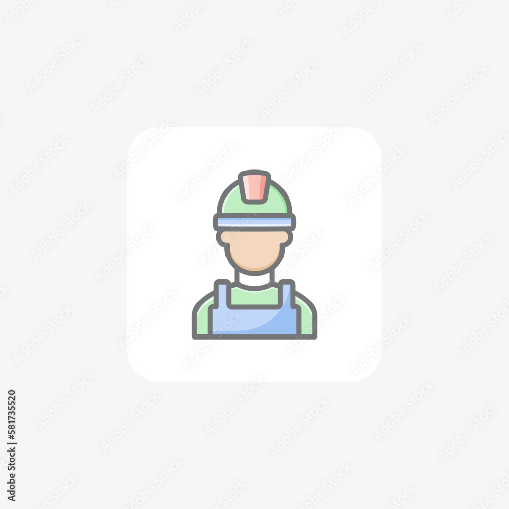Builder, helmet fully editable vector fill icon

