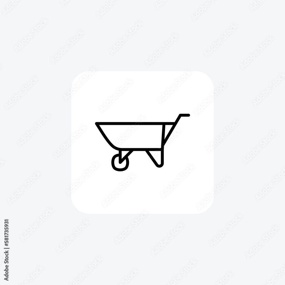 Wheelbarrow, handtruck, fully editable vector fill icon

