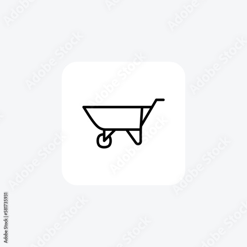 Wheelbarrow, handtruck, fully editable vector fill icon

