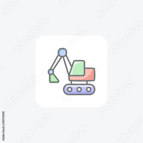 Construction, excavator fully editable vector fill icon

