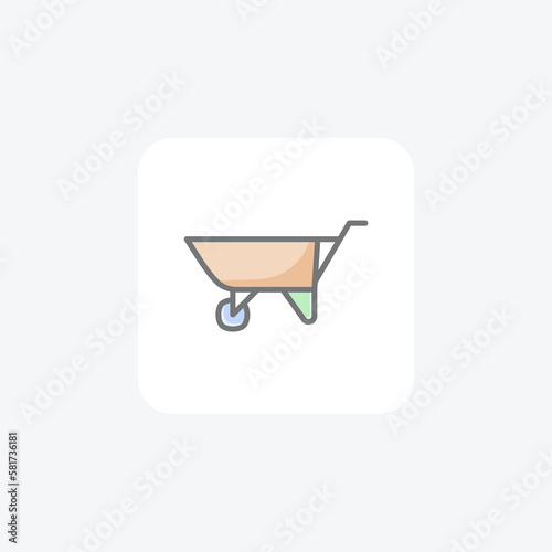 Wheelbarrow, handtruck, fully editable vector fill icon


