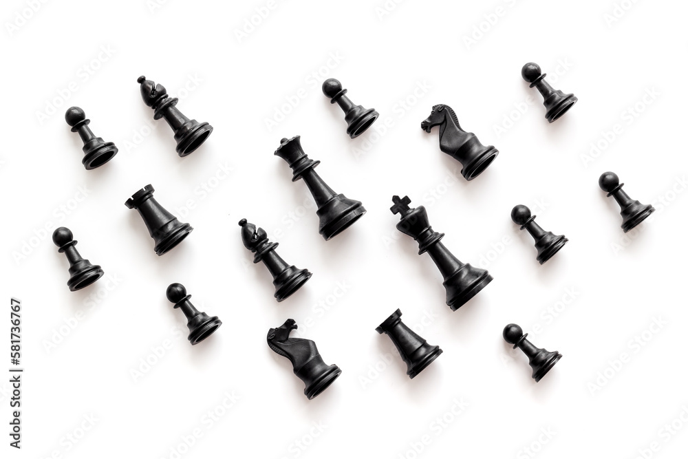 Business leadership concept. Black and white chess pieces, top view Business leadership concept. Black and white chess pieces, top view