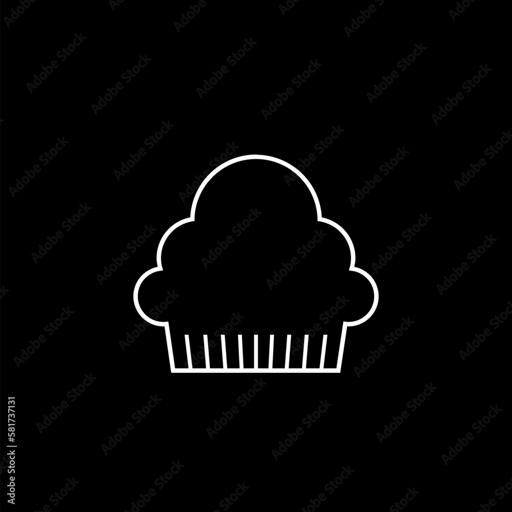 Muffin cake line icon isolated on black background Muffin cake line icon isolated on black background
