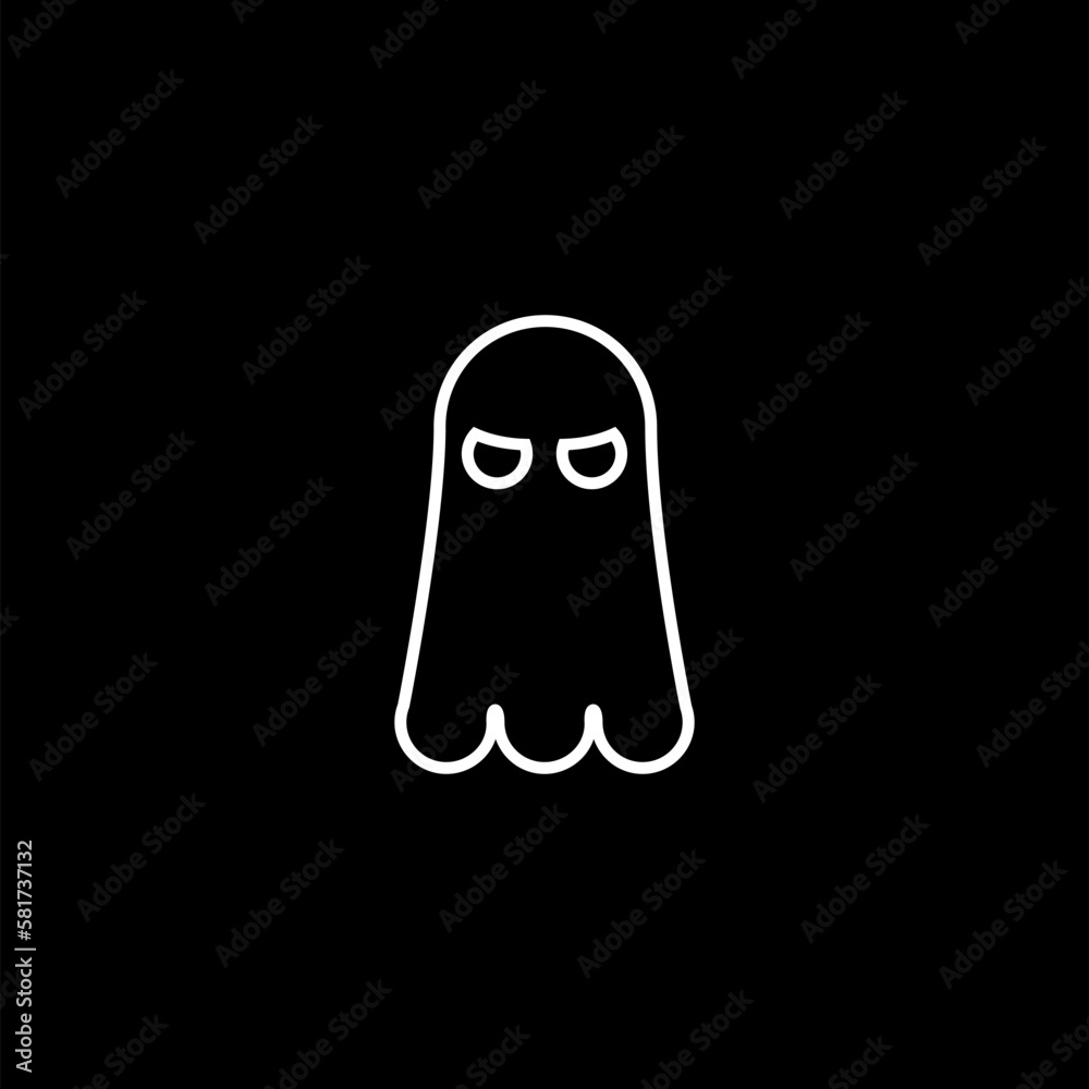 halloween ghost line icon   isolated on black background