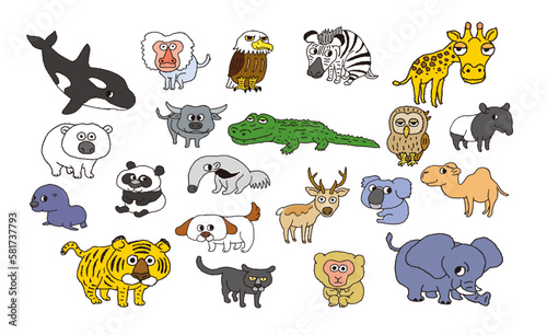 動物たちのおもしろい手描きイラスト02
