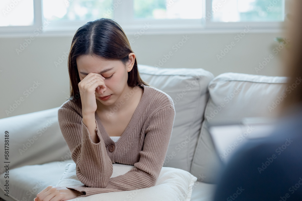 Women have mental symptoms illnesses and depression. meet psychiatrist