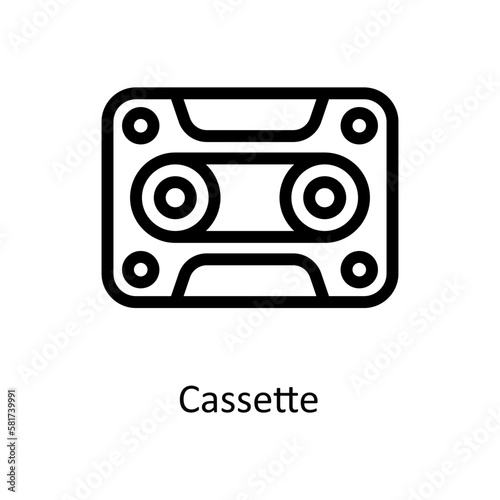 Cassette Vector outline Icons. Simple stock illustration stock