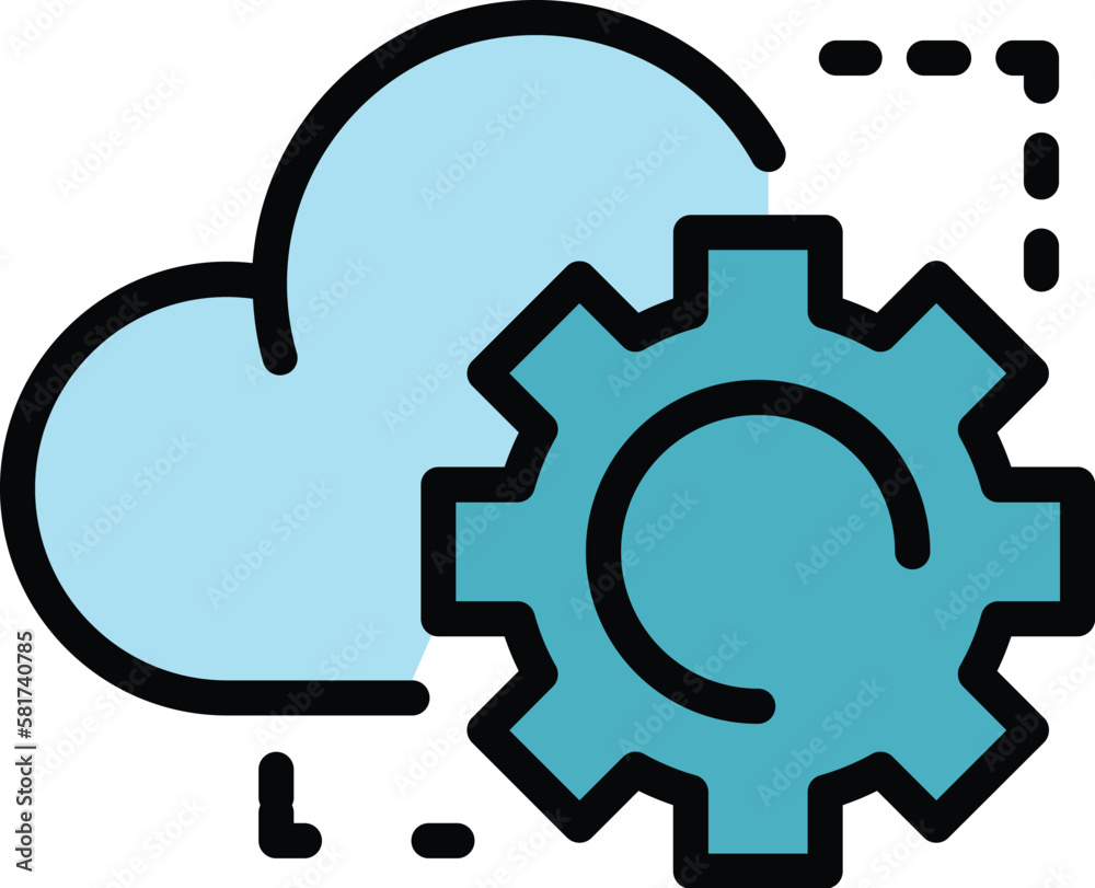 Cloud setting icon. Outline Cloud setting vector icon for web design isolated on white background color flat Cloud setting icon. Outline Cloud setting vector icon for web design isolated on white background color flat