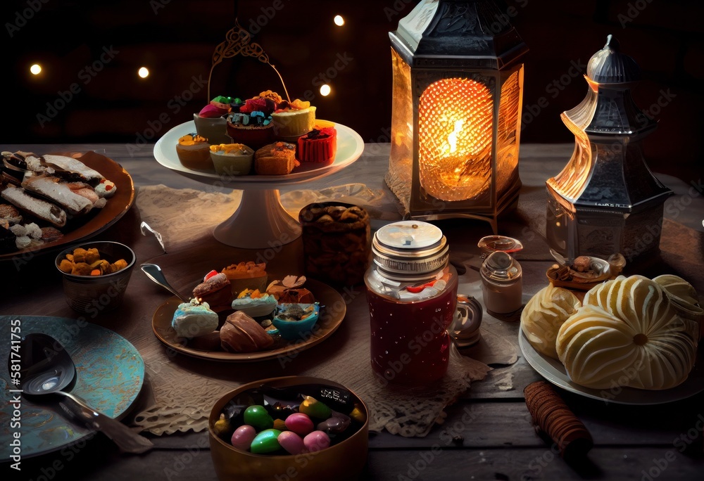 Fototapeta premium ramadan table setting made with generative ai