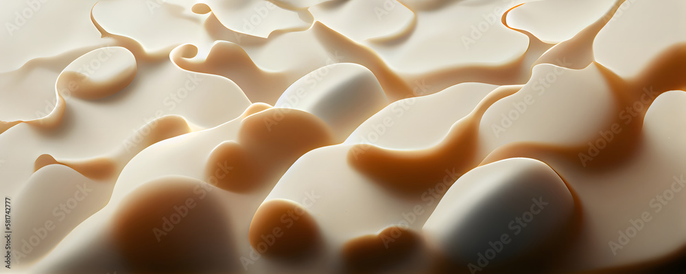 A milk cream texture with smooth curves, Fluid Forming Texture, Generative AI A milk cream texture with smooth curves, Fluid Forming Texture, Generative AI