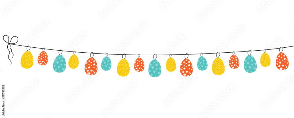 colorful easter decoration with eggs, happy easter