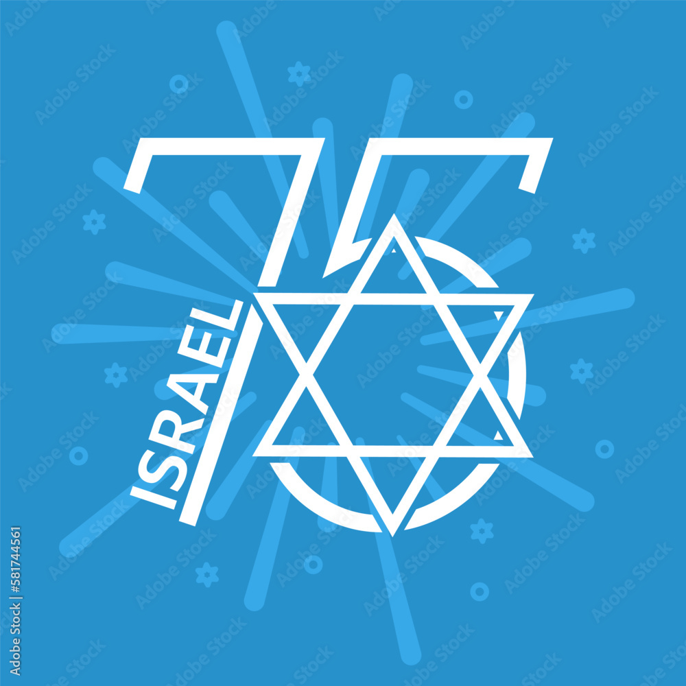 Vetor De 75 Years Anniversary Israel Independence Day Greeting Design vetor-de-75-years-anniversary-israel-independence-day-greeting-design