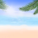 Beach illustration, Summer background, 