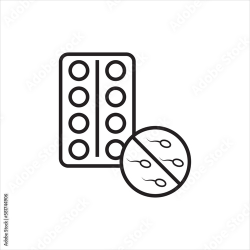 birth control pills icon, vector, illustration, symbol
