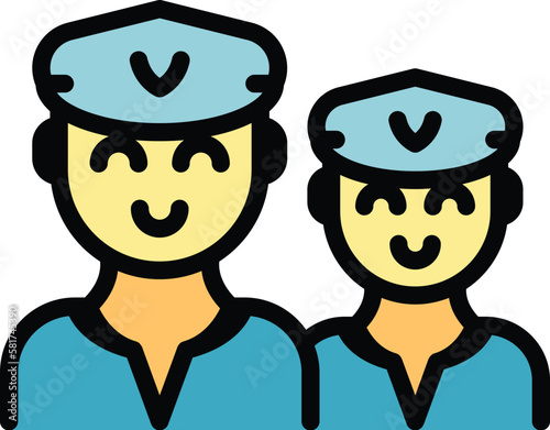 Airline crew icon. Outline Airline crew vector icon for web design isolated on white background color flat