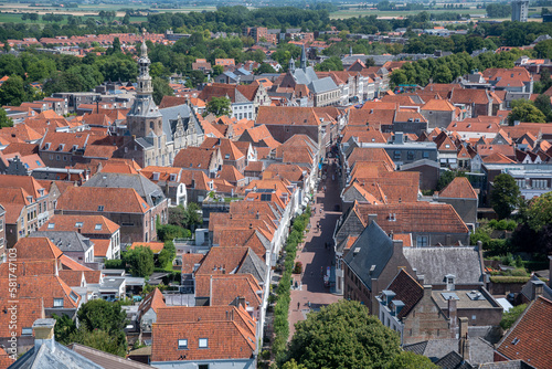 Stadtansicht vom Sint Lievensmonstertoren in Zierikzee. Provinz Zeeland in den Niederlanden