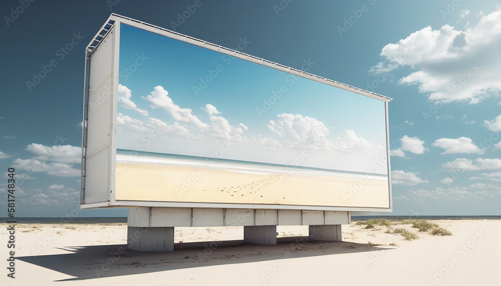 Make an impact with this eye-catching billboard mockup set against a beautiful sky. Generative Ai Make an impact with this eye-catching billboard mockup set against a beautiful sky. Generative Ai