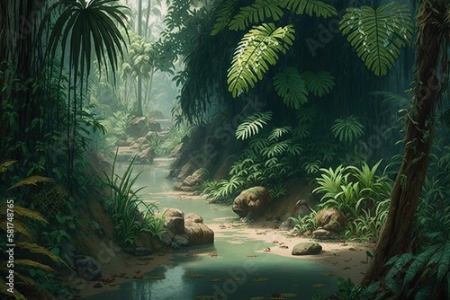 Jungle inside. AI generated.