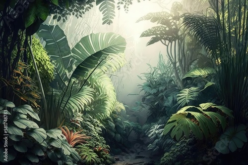 Jungle inside. AI generated.