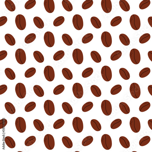 Seamless pattern with coffee beans. Vector illustration. Flat style coffee print.