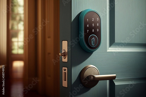 safety security automatic digital room door lock illustrations, Generative AI