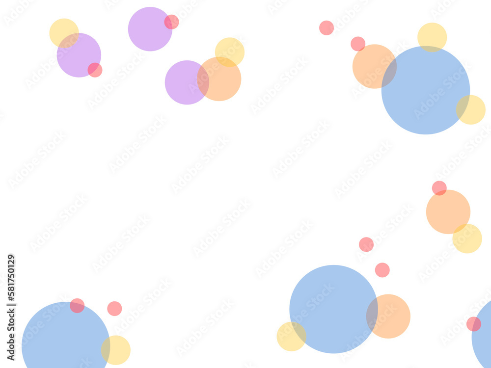 A frame of multicolored balls and circles on a white background. Art illustration with a frame and a white background