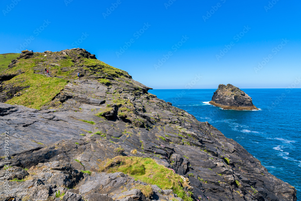 Boscastle harbour on a sunny summer day, Cornwall, England.