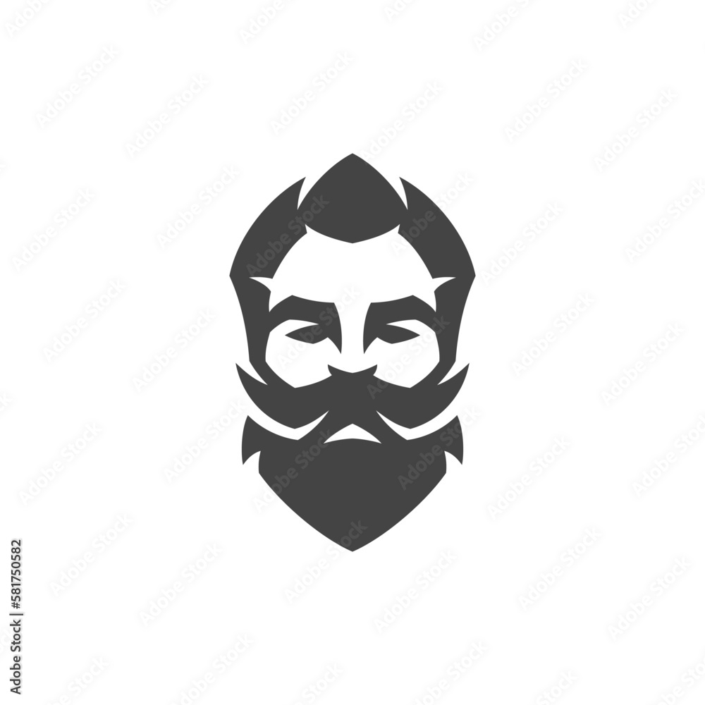 Barbershop hipster man portrait hair mustache beard fashion grooming vintage icon vector