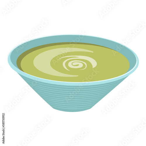 Avocado puree soup . Vector illustration on a white background