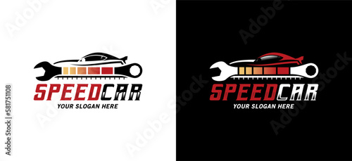 Sports car speed repair logo design, modern auto car logo symbol