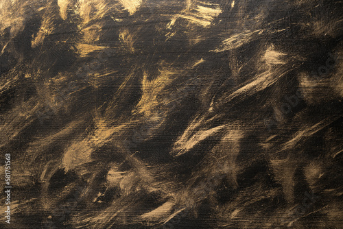 Wooden texture with gold rustic paint on black background