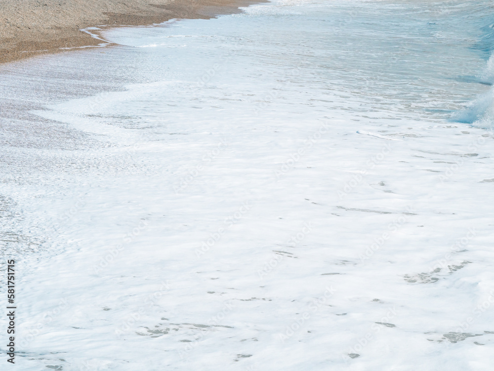 blue sea with waves and sandy shore ,beautiful natural seascape blue sea with waves and sandy shore ,beautiful natural seascape