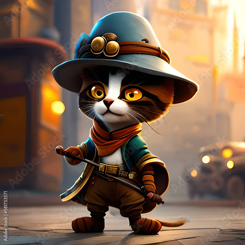 Obraz na płótnie 3d cat with a hat w salonie