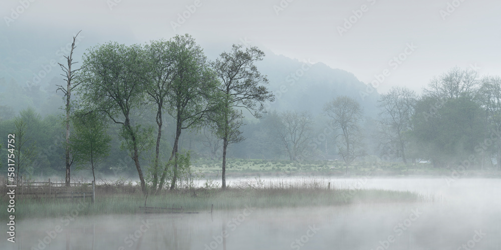 Fototapeta premium Loch Ard Scotland on a misty morning