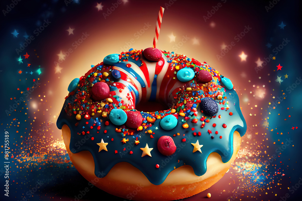 Donut happy 4th of july, usa independence day. american patriotic holiday. Generative Ai Donut happy 4th of july, usa independence day. american patriotic holiday. Generative Ai