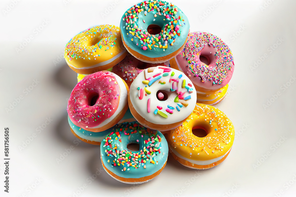 Glazed donuts in flat lay. Generative Ai