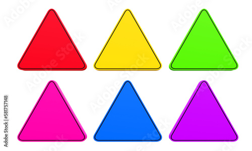 Multicolored triangle sign  3D rendering