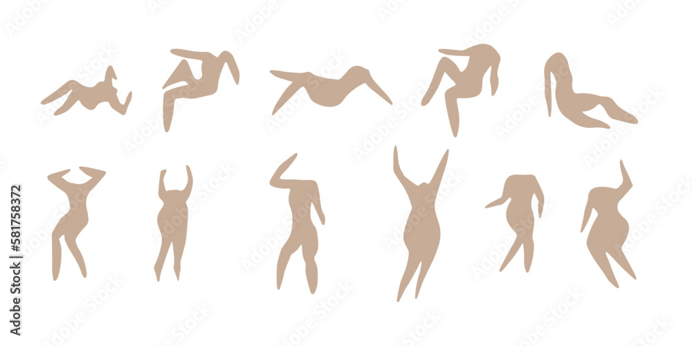 Matisse people silhouettes. Henri Matisse abstract figures In different poses. Vector illustration isolated in white background