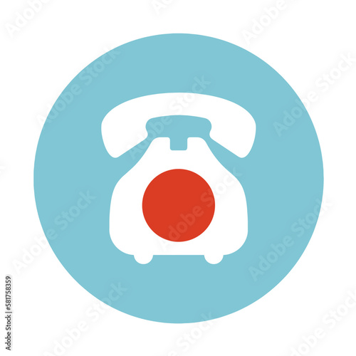 Classic phone icon on a blue circle background