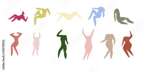 Matisse people silhouettes. Henri Matisse abstract figures In different poses. Vector illustration isolated in white background