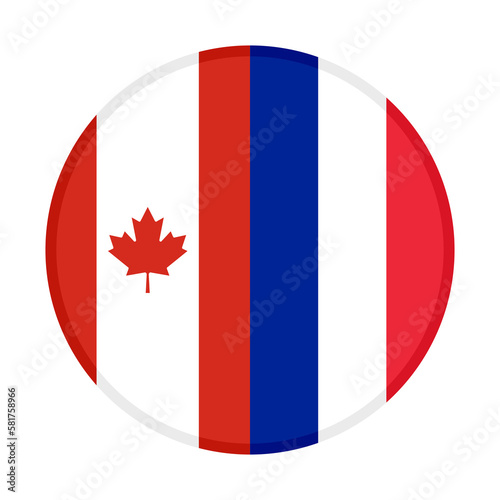 round icon of canada and france flags. vector illustration isolated on white background